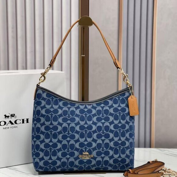 Women's Laurel Shoulder Bag In Signature Denim - Picture 1 of 9